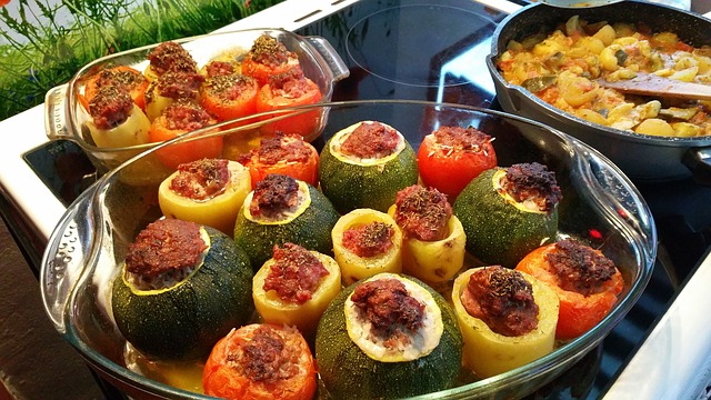 Courgettes farcies aux lentilles quinoa et parmesan
